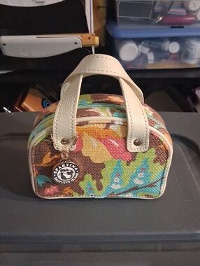 Spartina 449 Multicolor Floral Canvas Cosmetic Case with Cream Handles